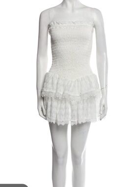 COCOLILLYS White Strapless Ruffled Mini Dress